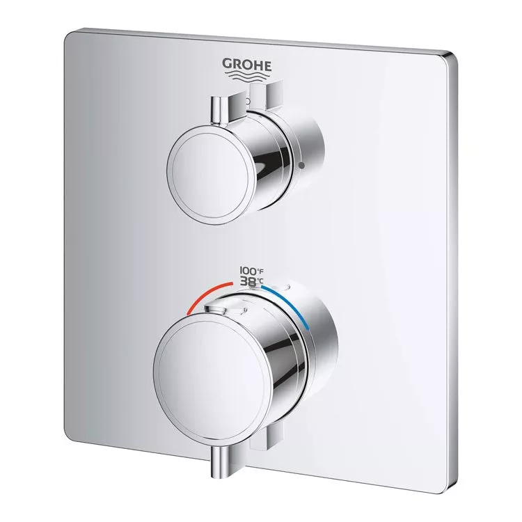 Grohtherm Square Two Handle Dual-Function Thermostatic Valve Trim