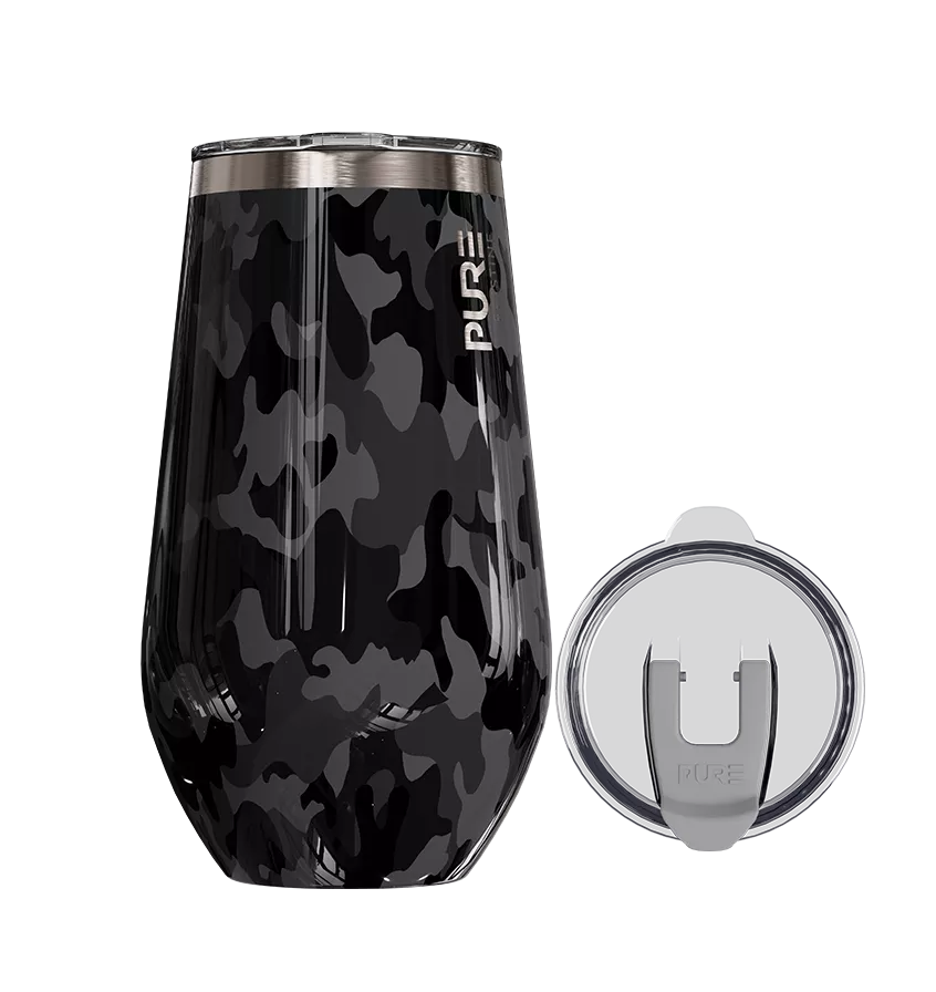 Halfsies Wine 16oz Patterns Black Camo
