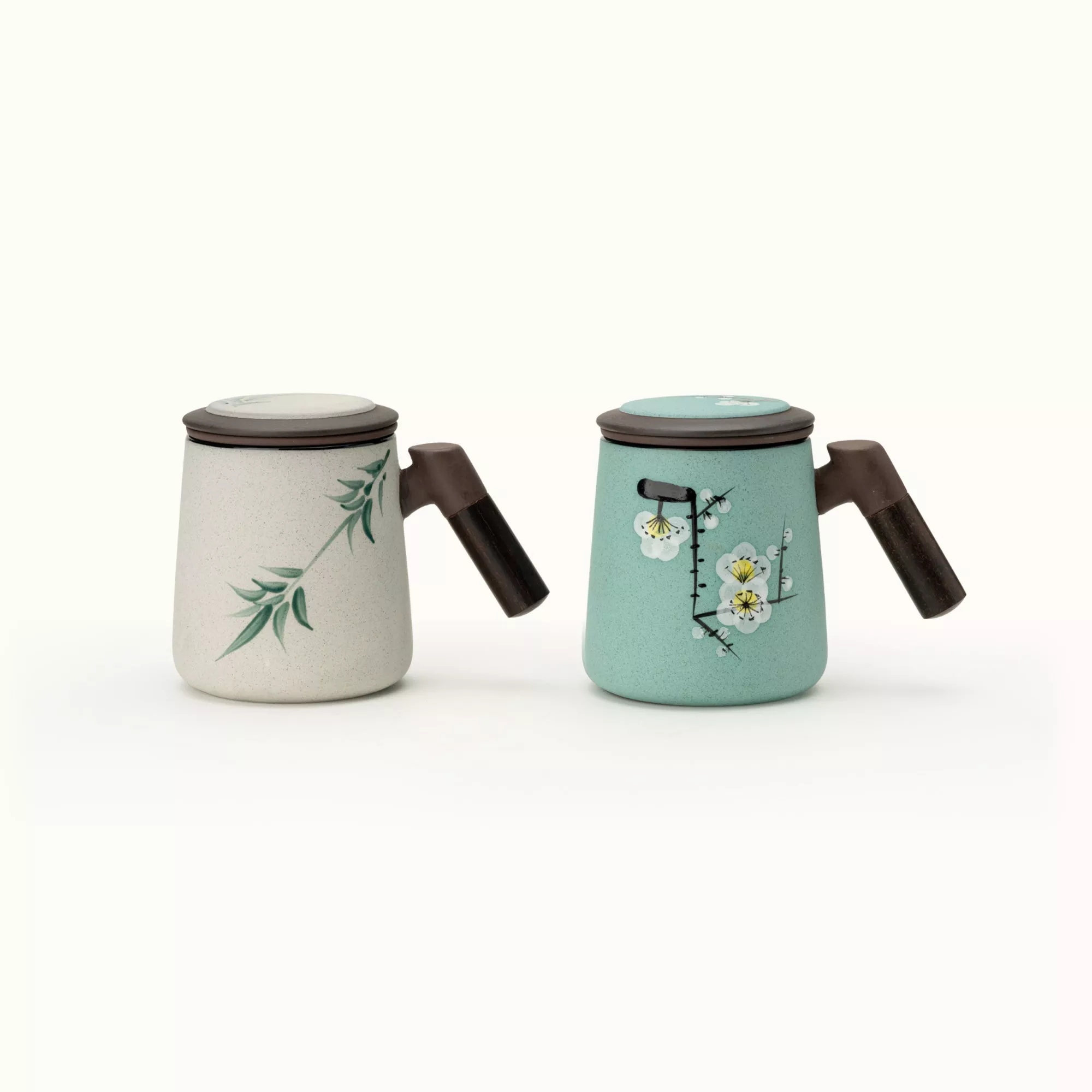 Hand Painted Purple Clay Tea Mug with Infuser
