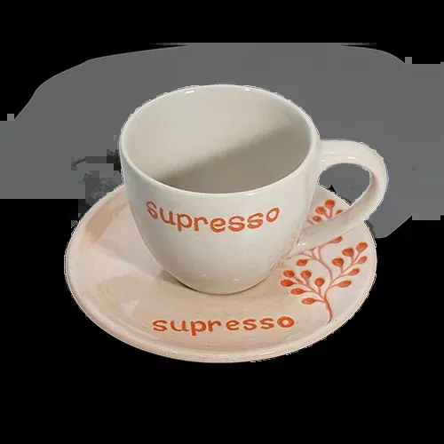 Handmade Ceramic Batik Mug Set – Orange