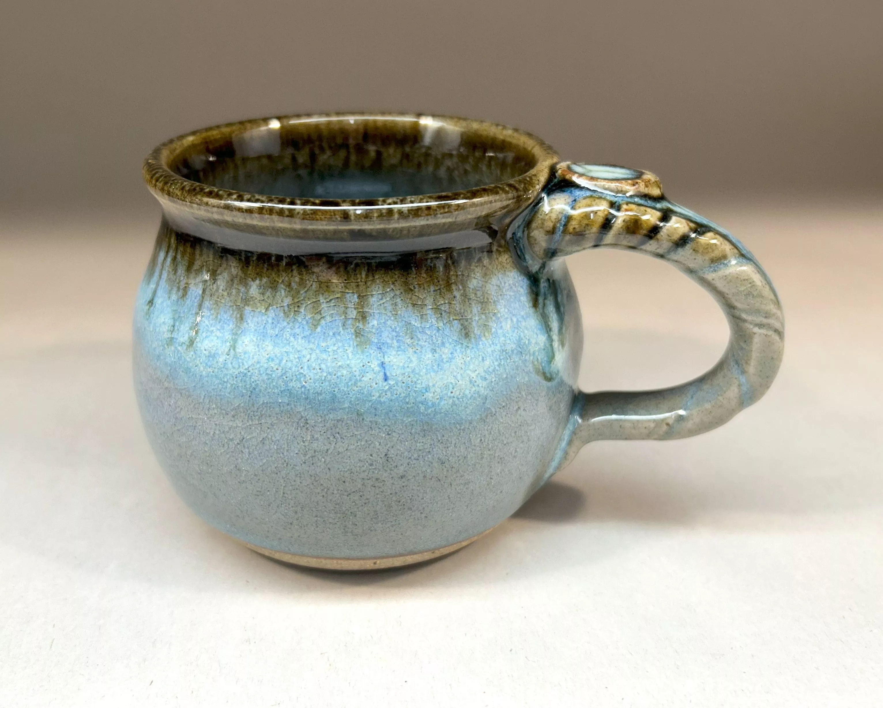 Handmade Pottery Mug with Ash Glaze Rustic and Unique