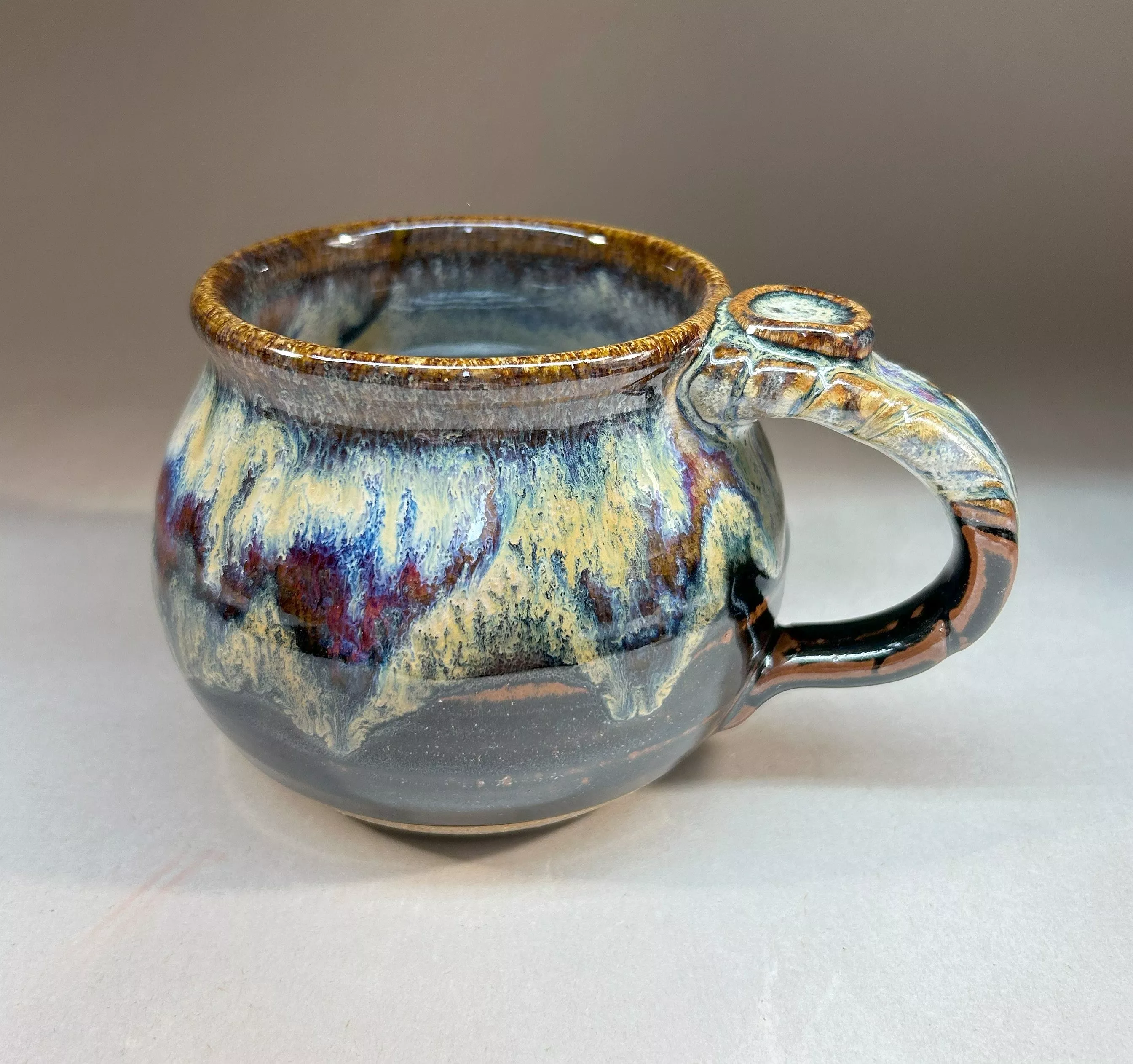 Handmade Round Pottery Mug Unique Ceramic Cup for Coffee or Tea