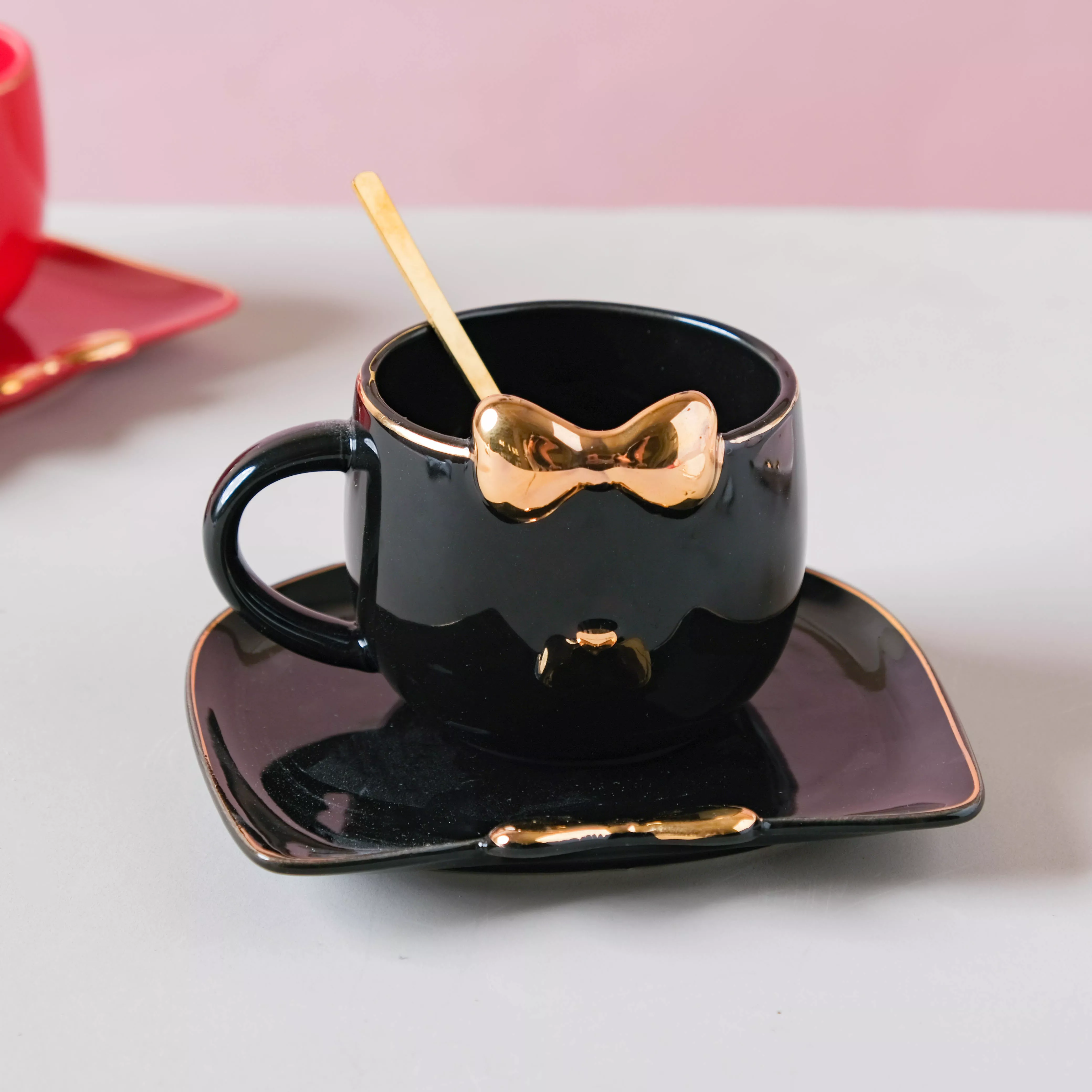 Hello Kitty Mug And Plate|White&Black&Red&Pink