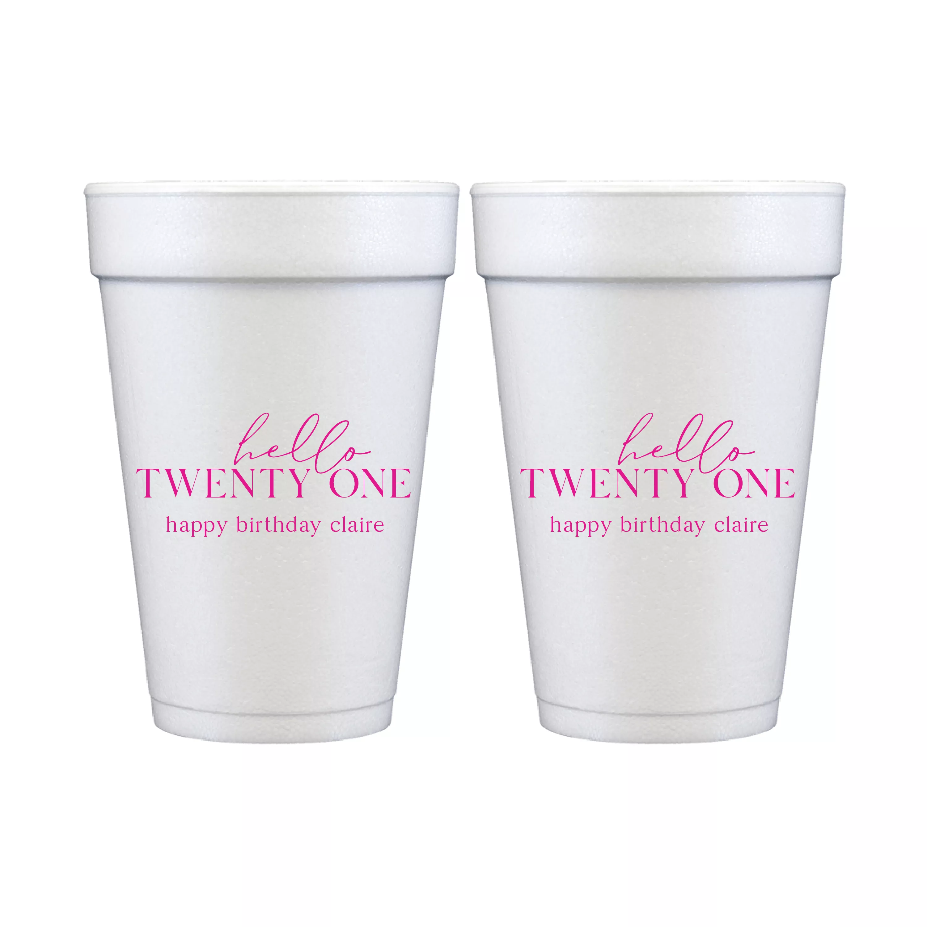 Hello Twenty-One Birthday Foam Cups