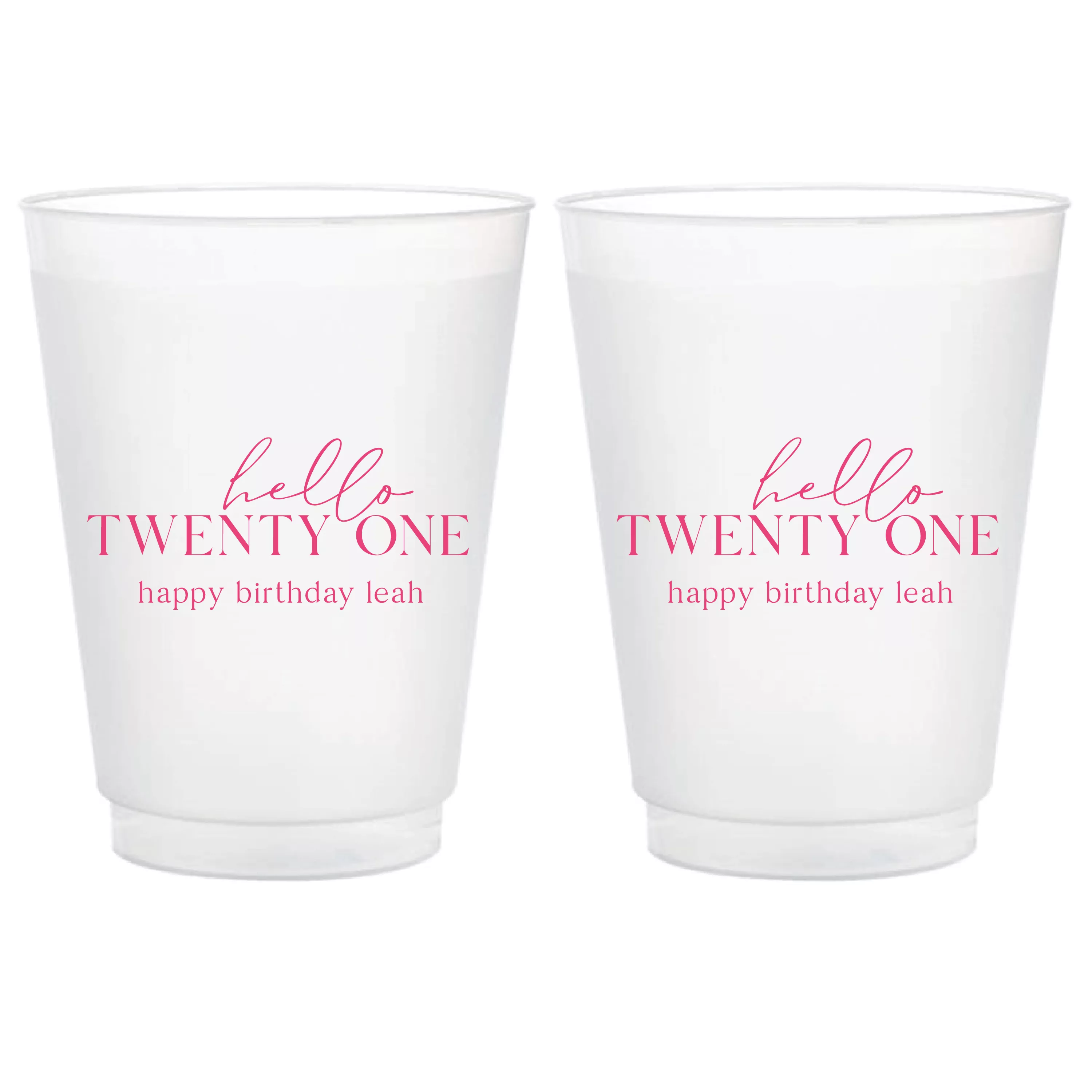 Hello Twenty-One Birthday Frosted Plastic Cups