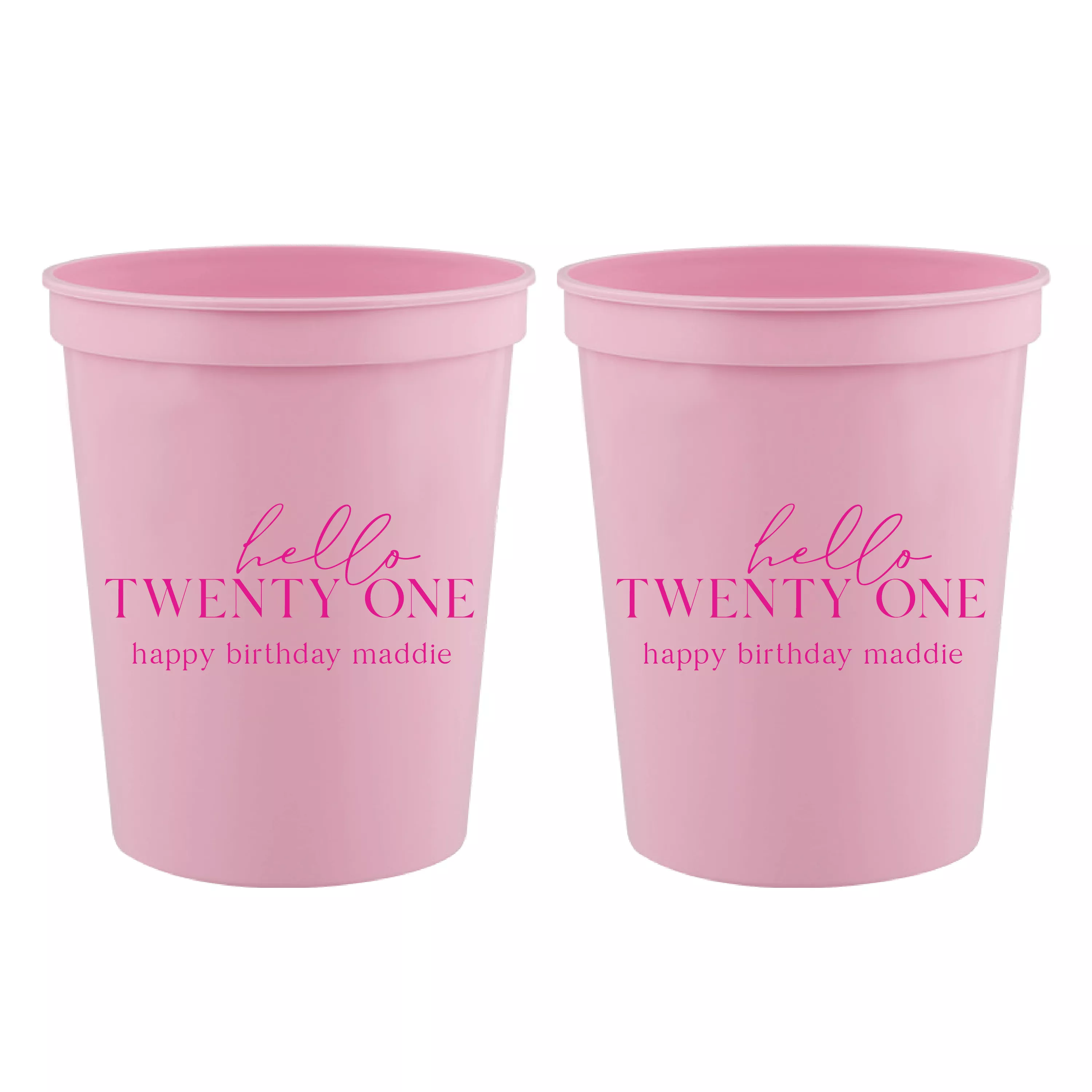 Hello Twenty-One Birthday Stadium Cups