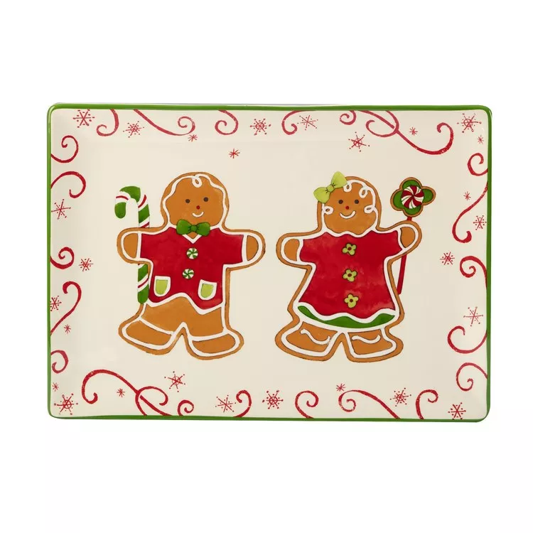 Holiday Magic Gingerbread 14 x 10 Rectangular Platter