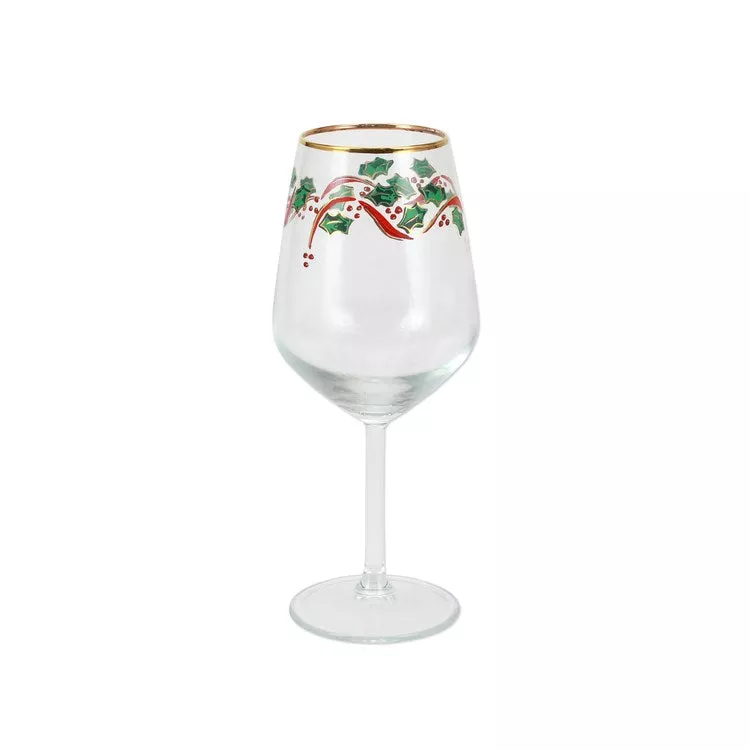 Holly Wine Glass