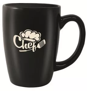 Houston 16oz gloss black ceramic mug - Etched
