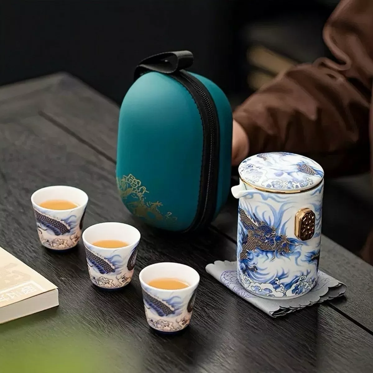 Imperial Azure Dragon Portable Gongfu Tea Set