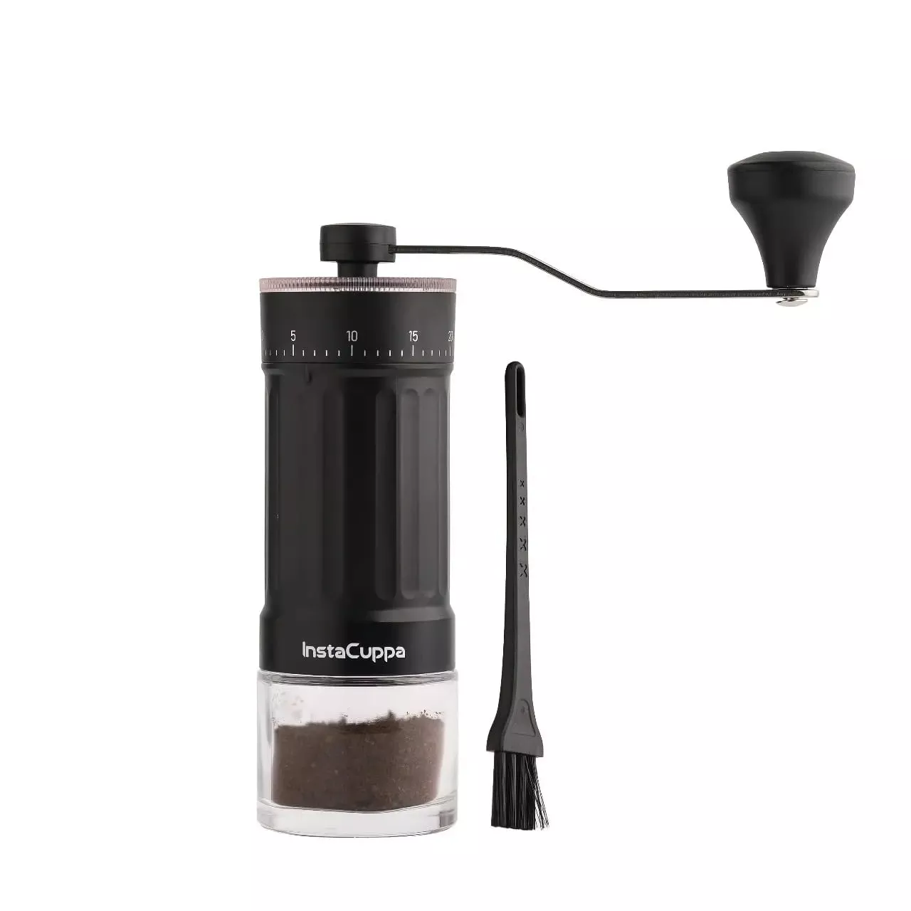 InstaCuppa Manual Coffee Grinder Ceramic Burr with 40 Adjustable Bean Grind Settings - Fresh Grind for South Indian Filter Coffee