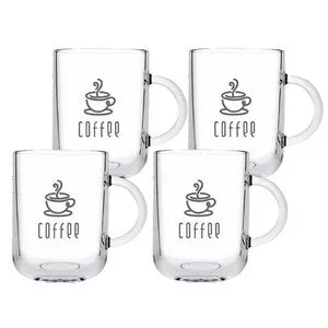Ionic, 11oz clear glass mug, set of 4 in a Midnight gift box