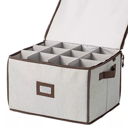 JILLMO Wine Glass Storage Box, Hard Shell and Stackable Glassware Storage Container