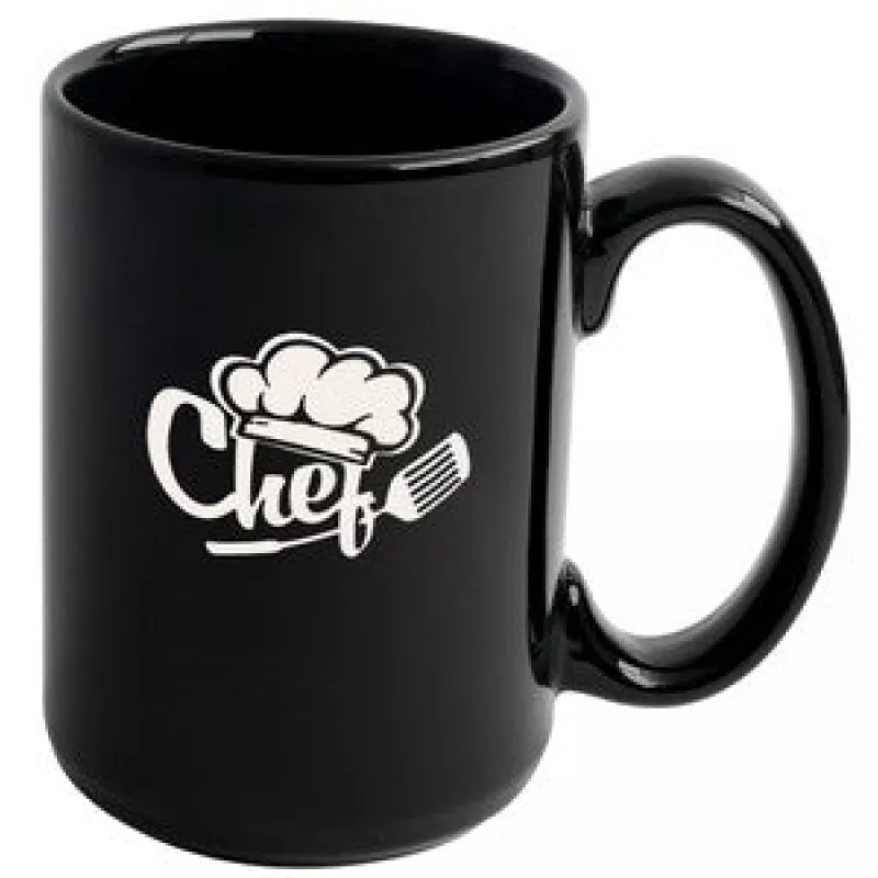 Jumbo 15oz black ceramic mug - Etched