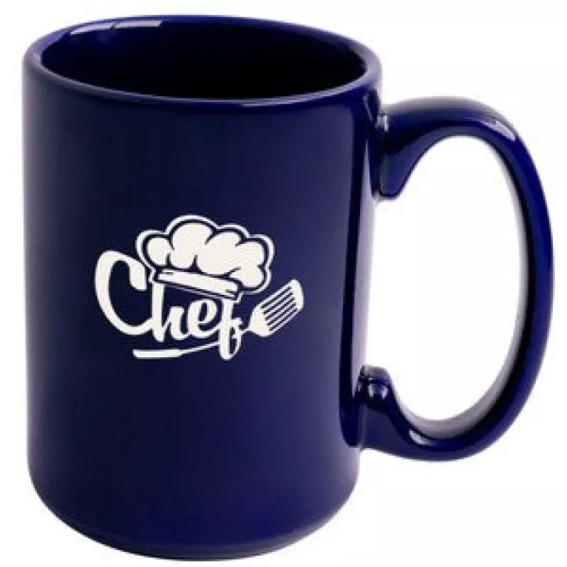 Jumbo 15oz blue ceramic mug - Etched