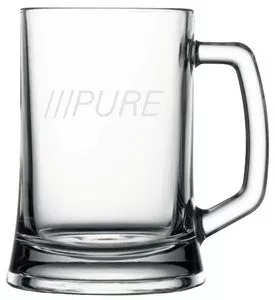 Kassel 16.75oz heavy base clear glass handled mug - Etched