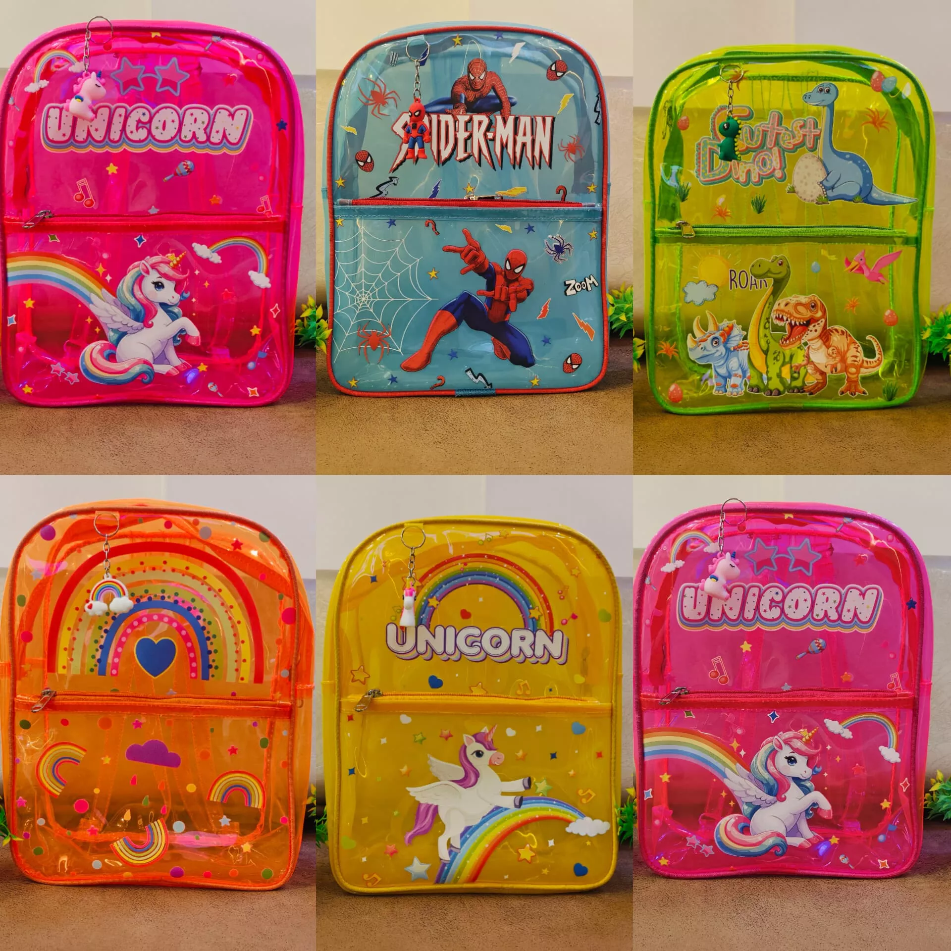Kids Neon Transparent Bag - Fun Designs