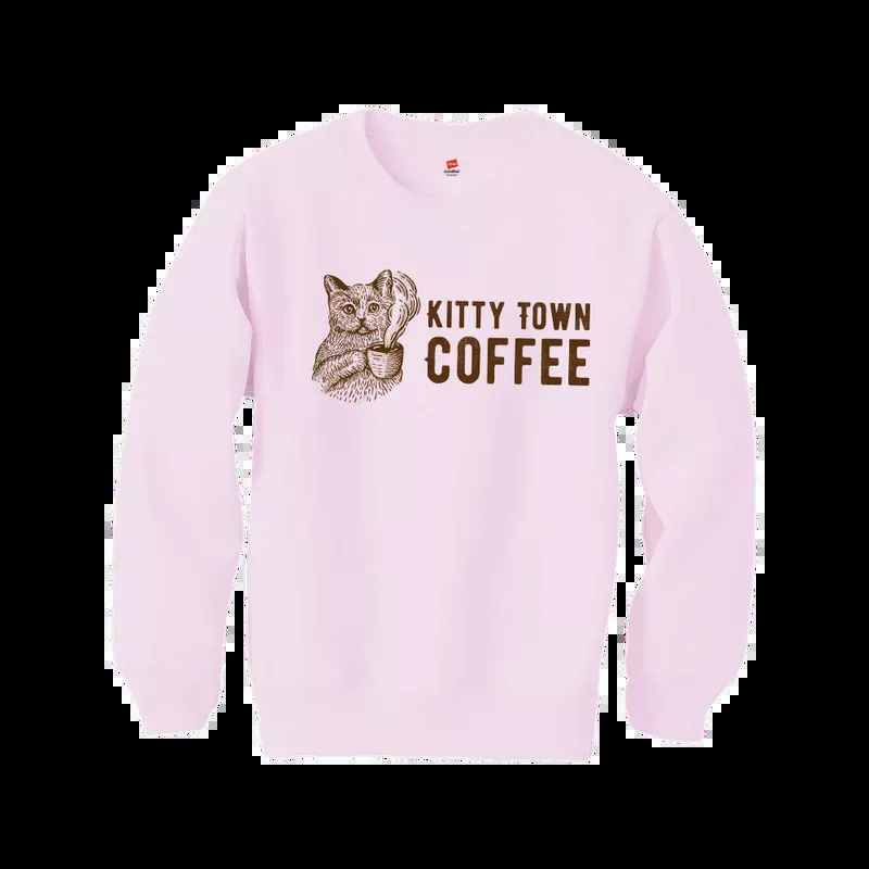 Kitty Town Coffee Logo Crewneck Sweater – Light Pink