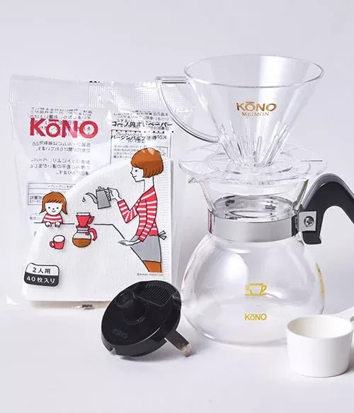 KONO Meimon Coffee Dripper Set – Black / Transparent