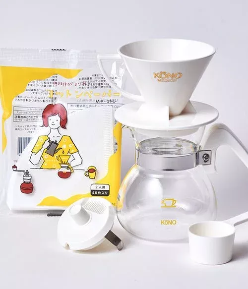 KONO Meimon Coffee Dripper Set – White