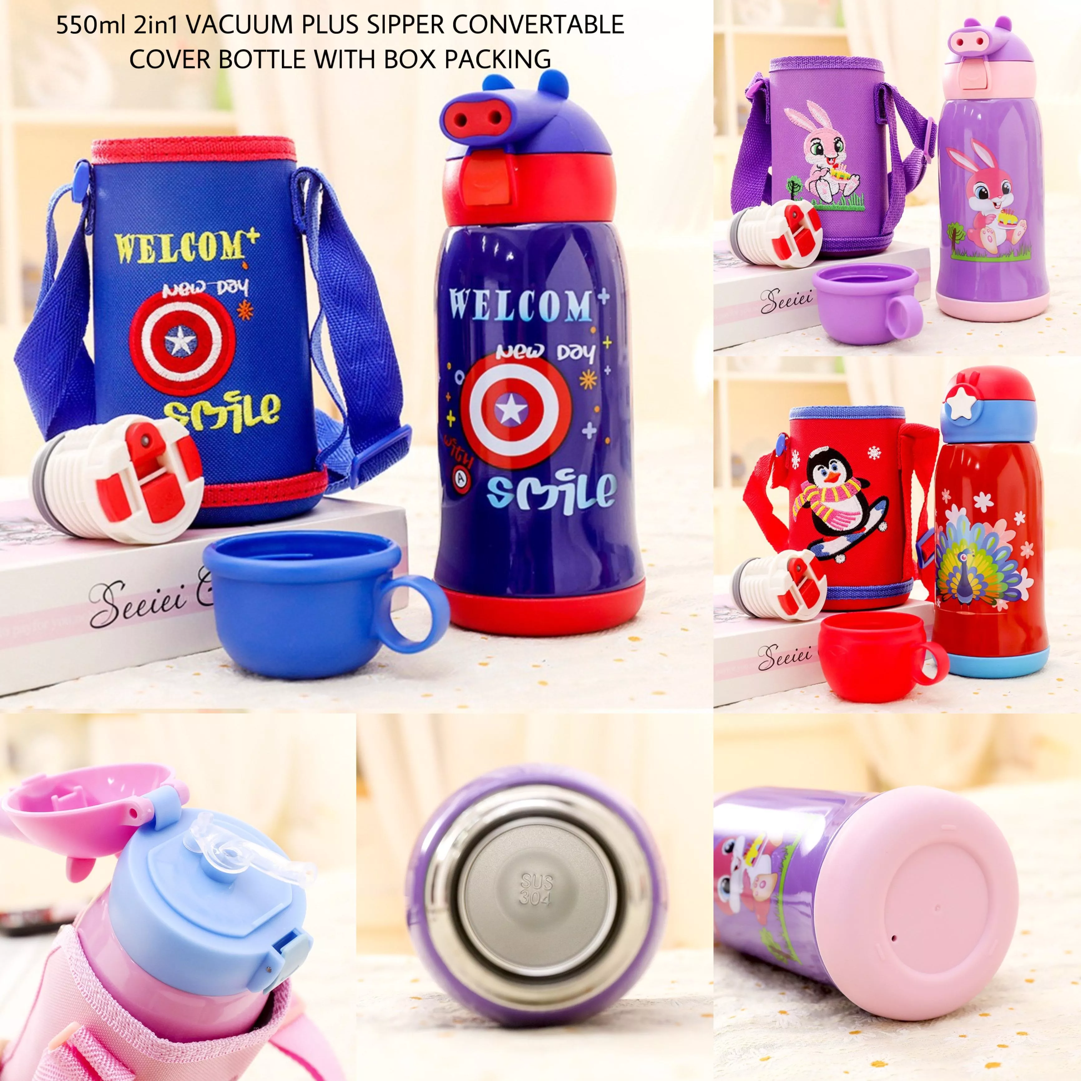Leakproof Water Bottle with Convertible Cover