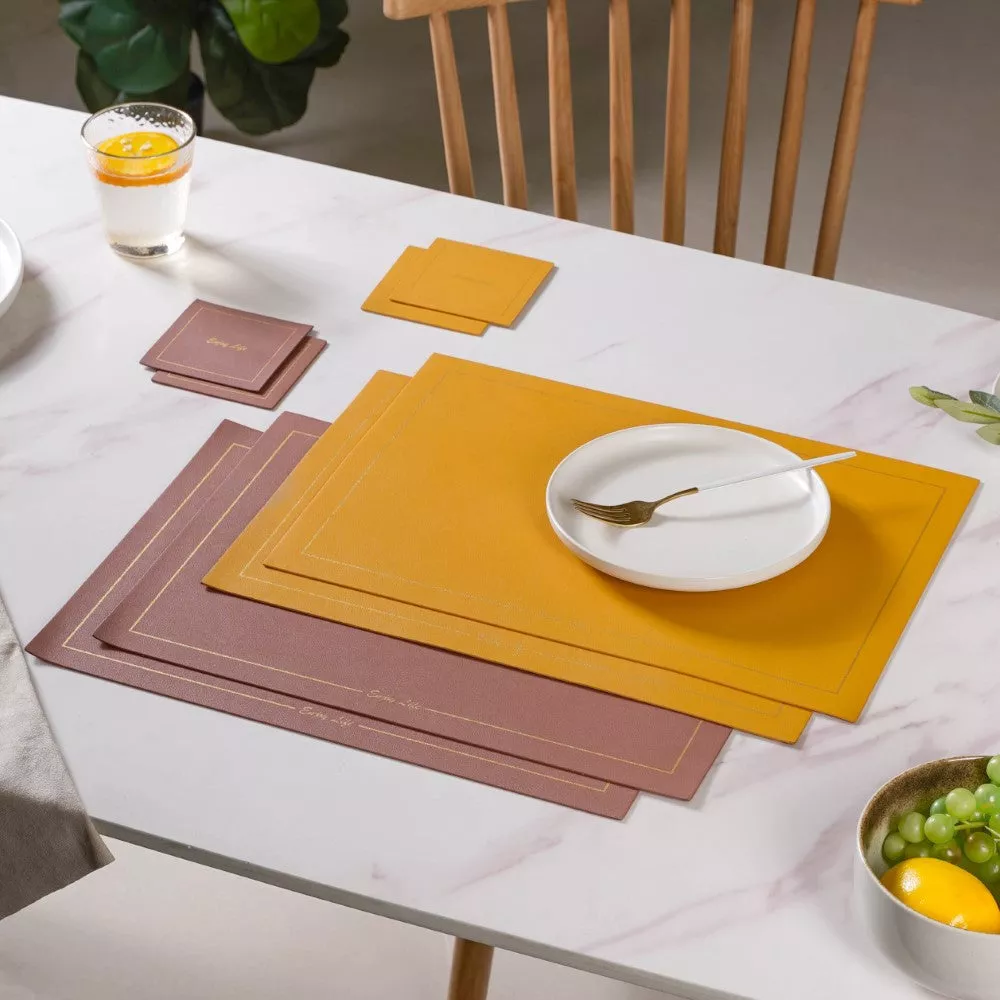Leather Placemat And Coaster Set of 2