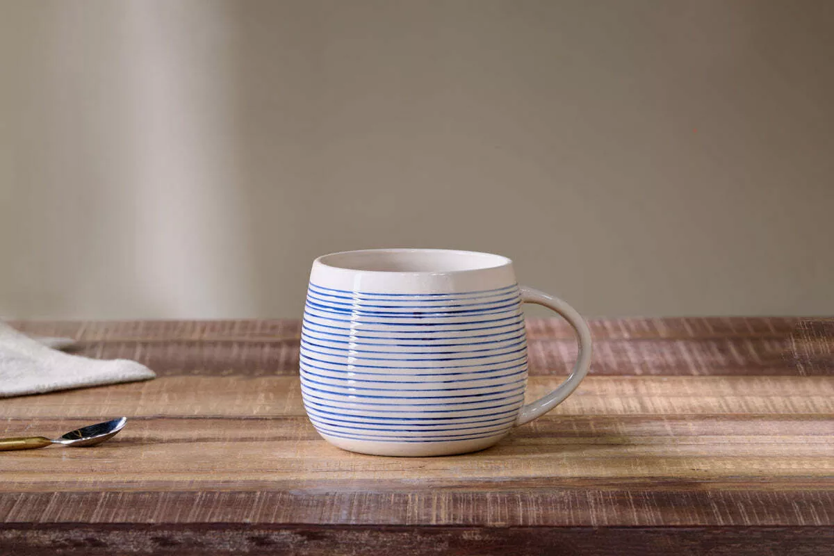 Lin Oversized Mug|One Size|Blue & White