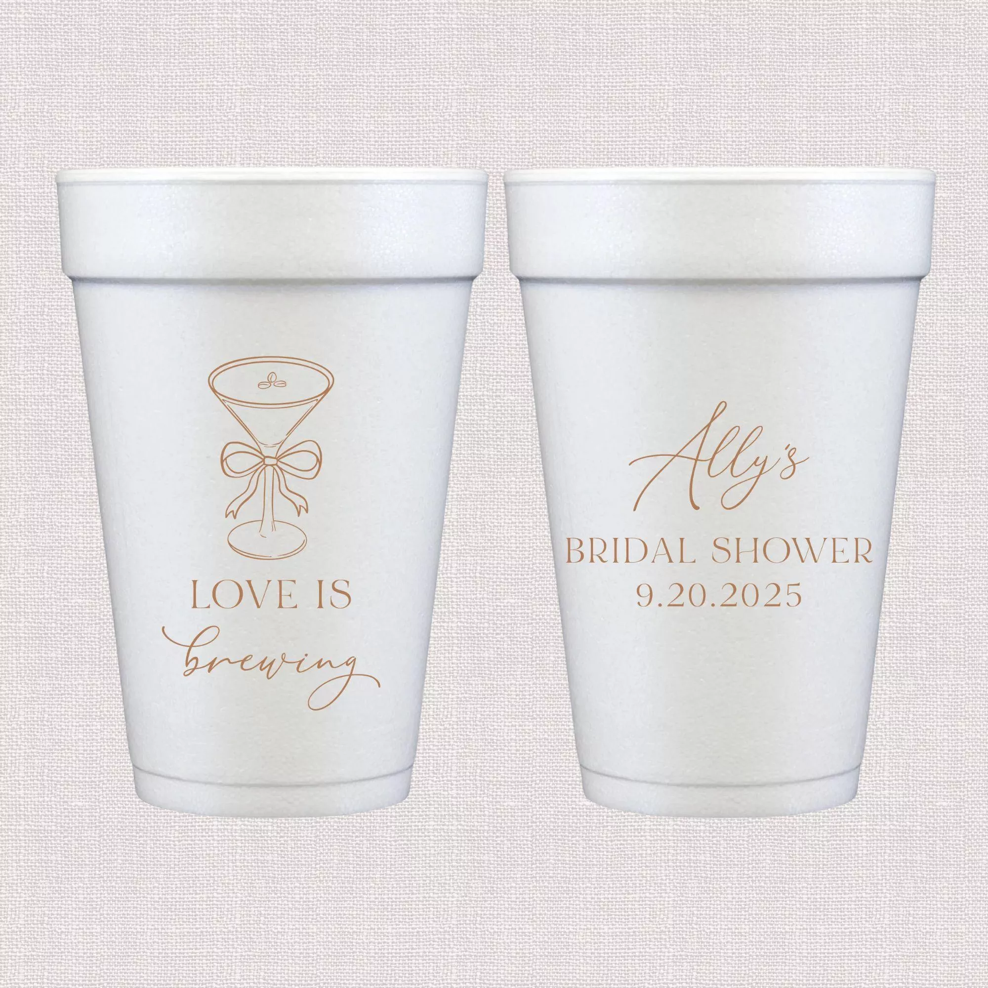 Love Is Brewing Bridal Shower Foam Cups