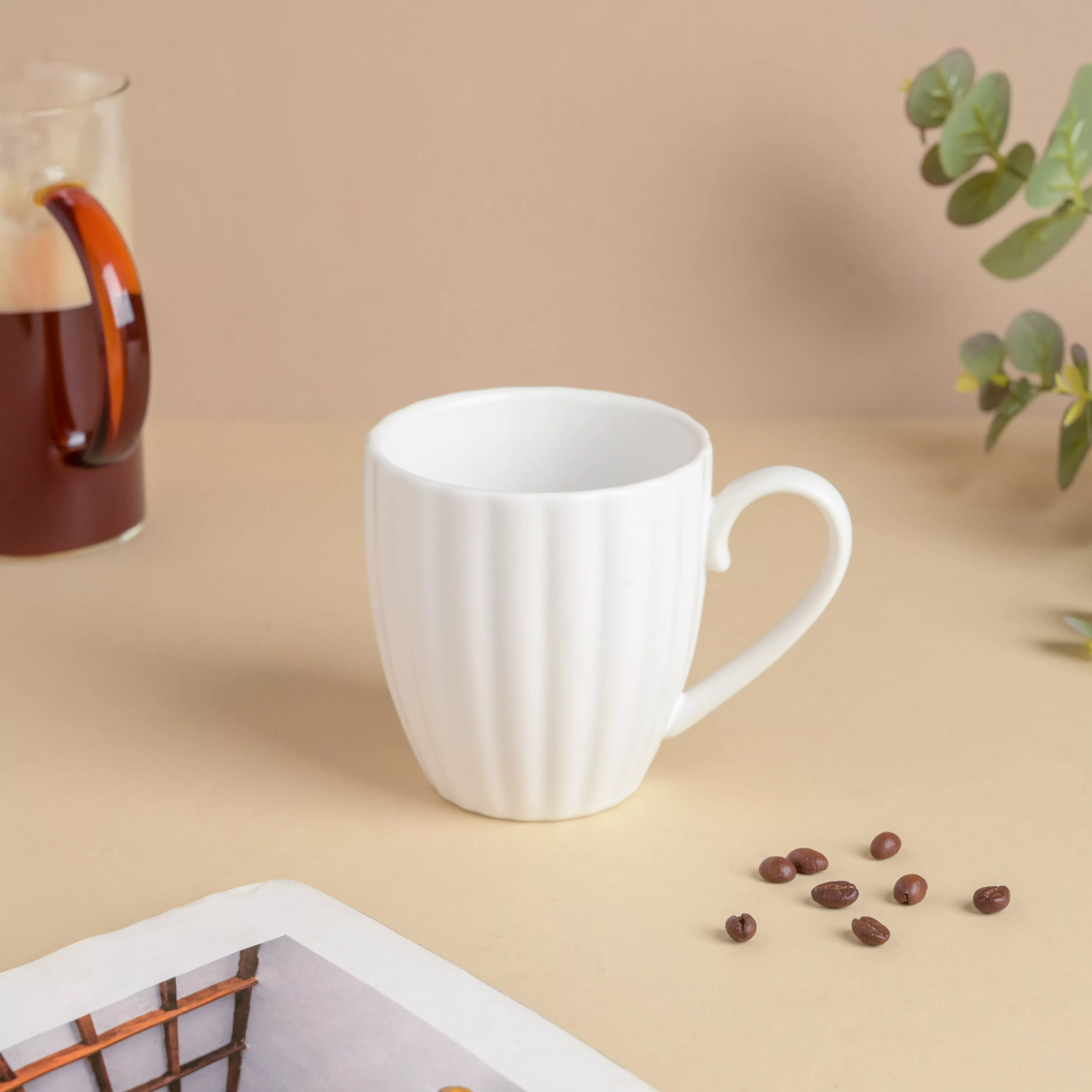 Luxe Ribbed White Coffee Mug 250 ml