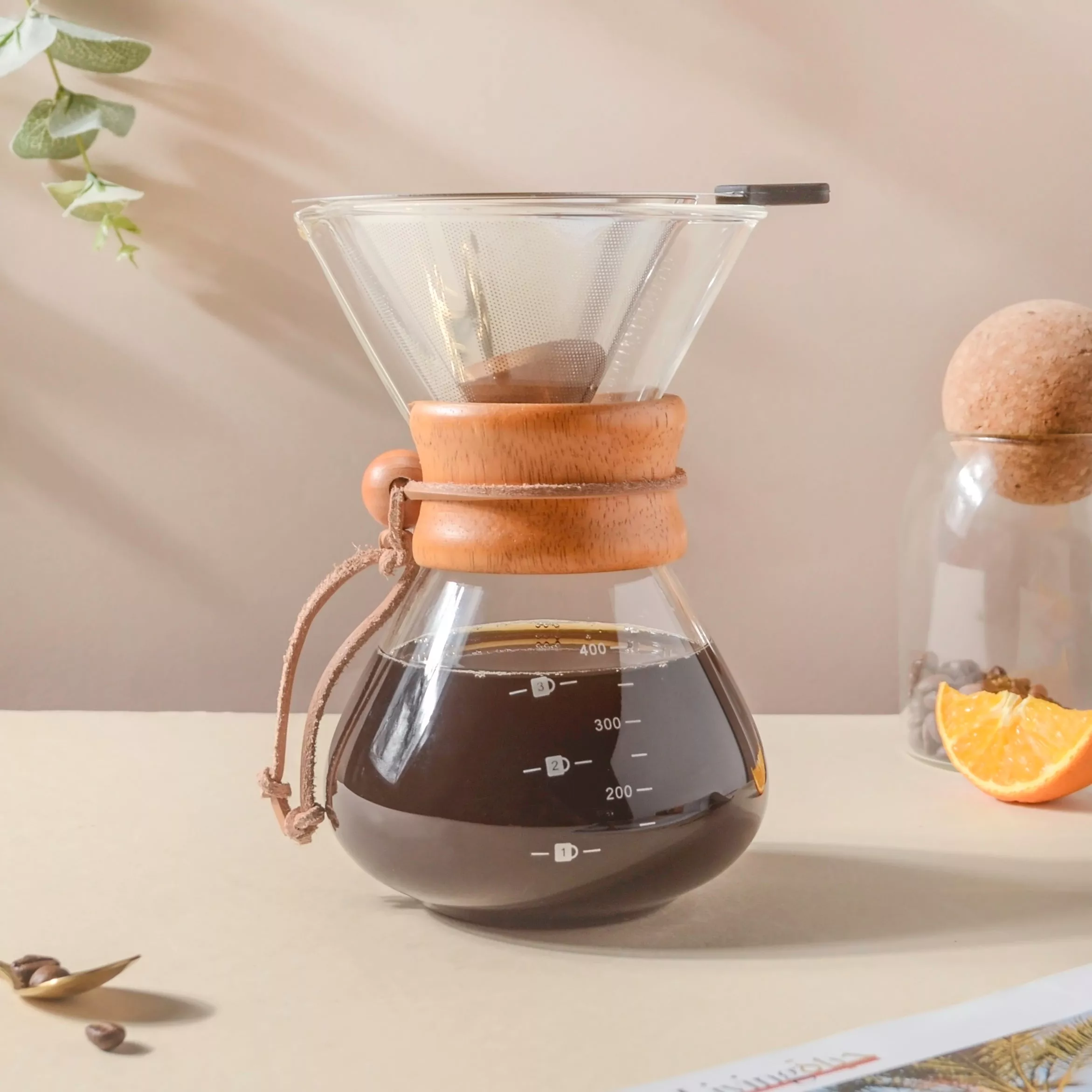 Manual Drip Coffee Maker With Borosilicate Glass Carafe
