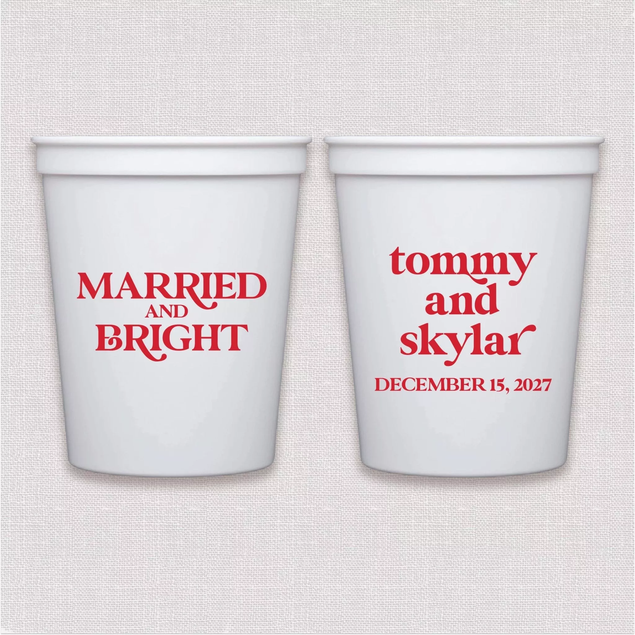 Married And Bright Wedding Stadium Cups