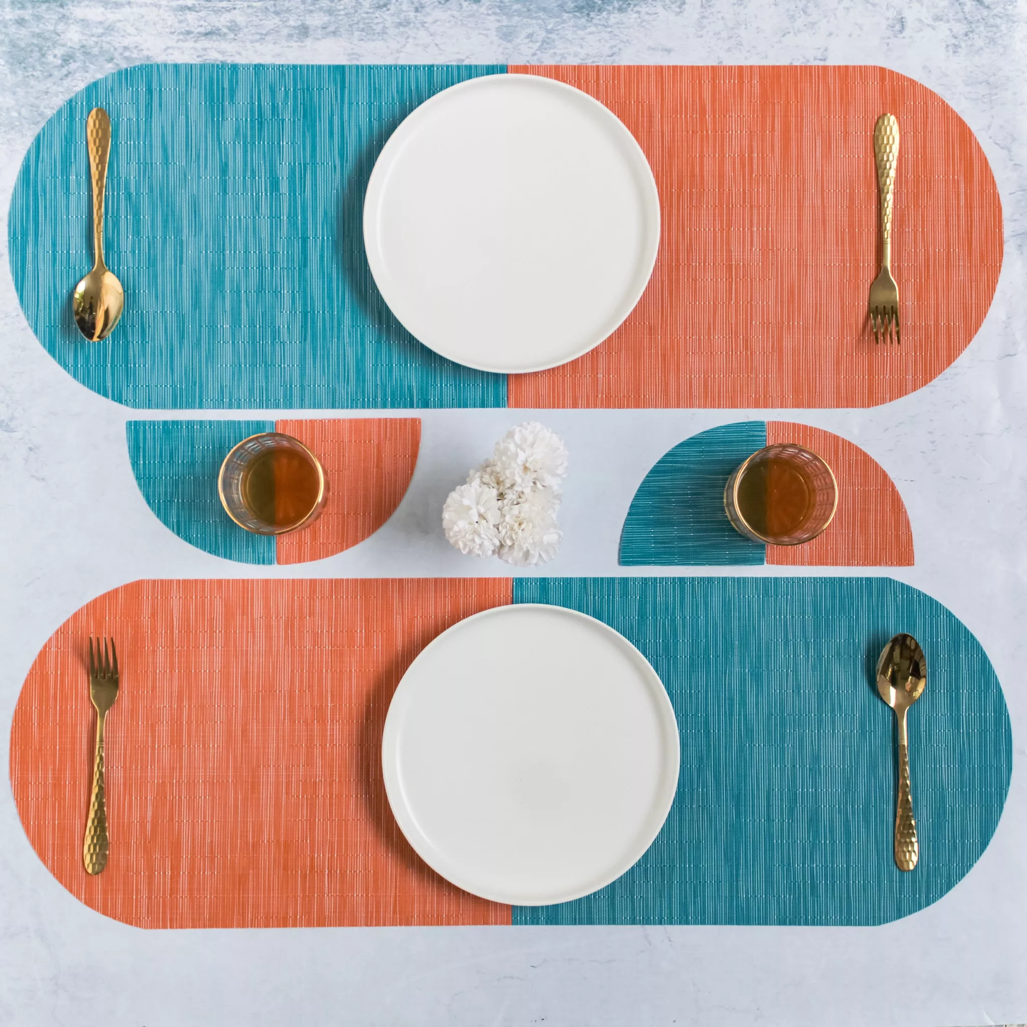 Mat Coaster Set|Orange&Blue&Blue