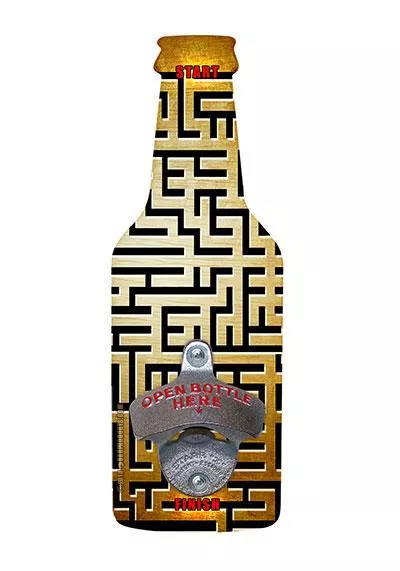 MAZE Beer Shaped Wooden Wall Bottle Opener