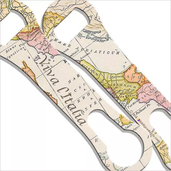 Mediterranean Map V-Rod Bar Blade Bottle Opener