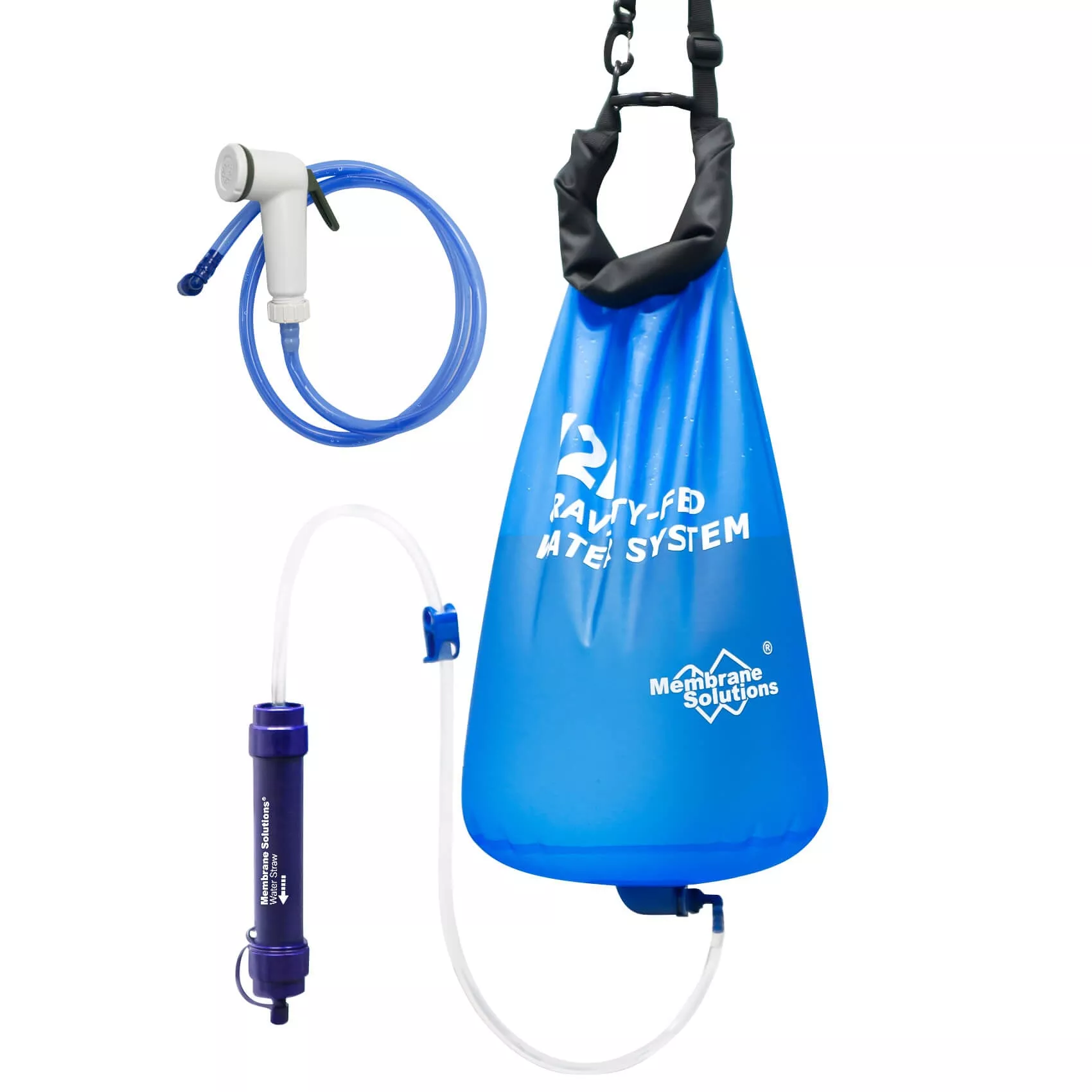 Membrane Solutions 12L Gravity Water Filter System for Camping Hiking Survival Preparedness
