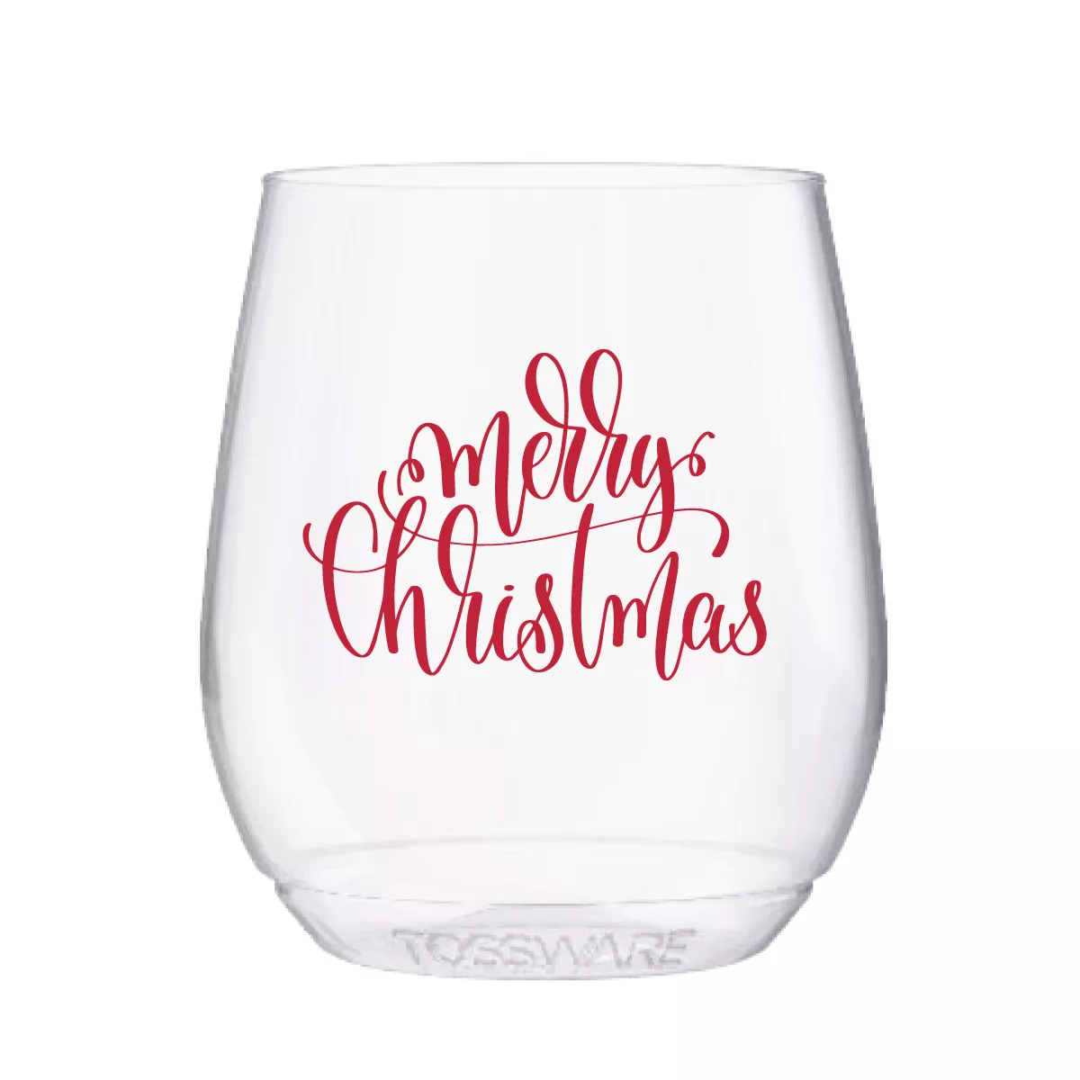 Merry Christmas Script Shatterproof Wine Glasses