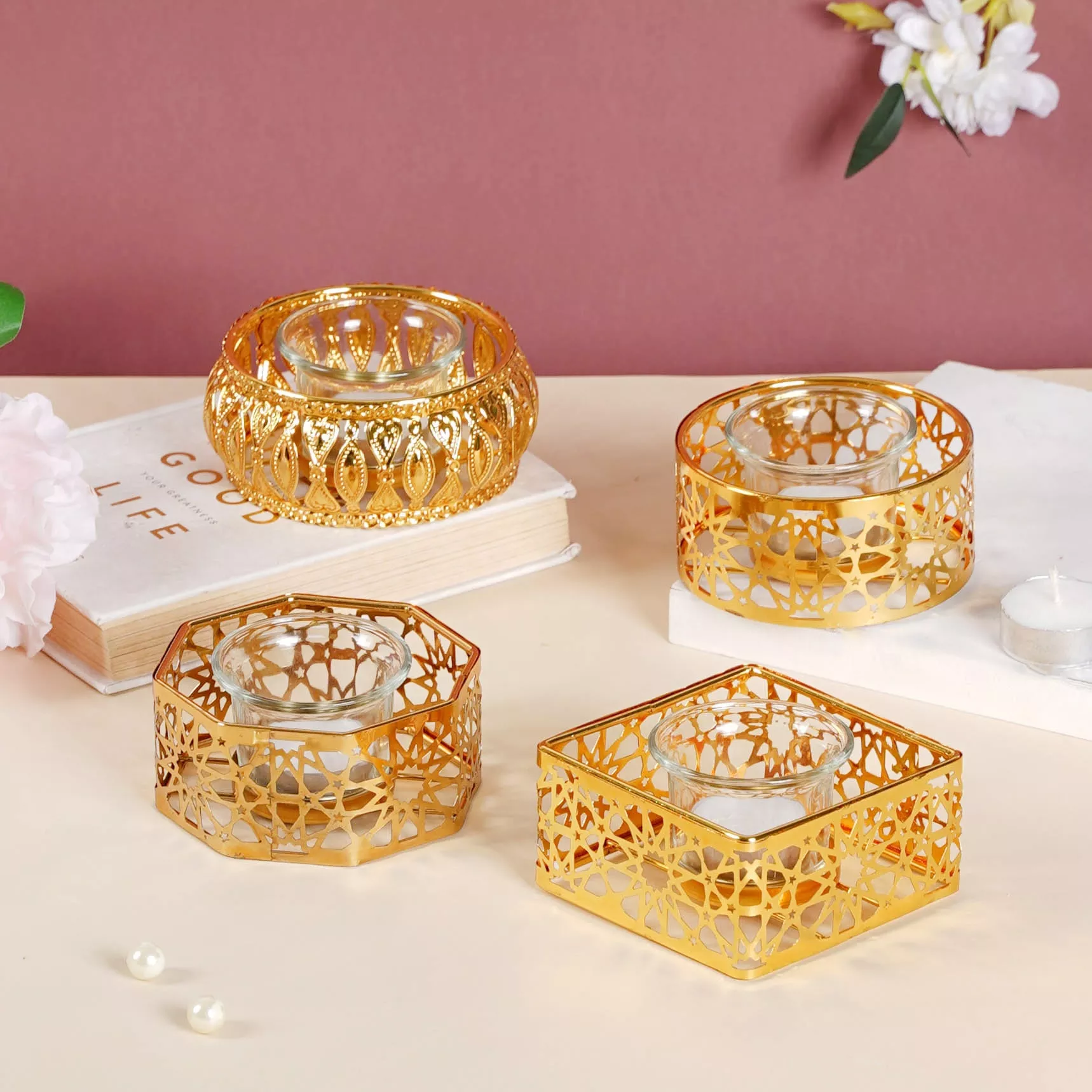 Metal And Glass Candle Stand|Square&Spherical&Octagon&Round