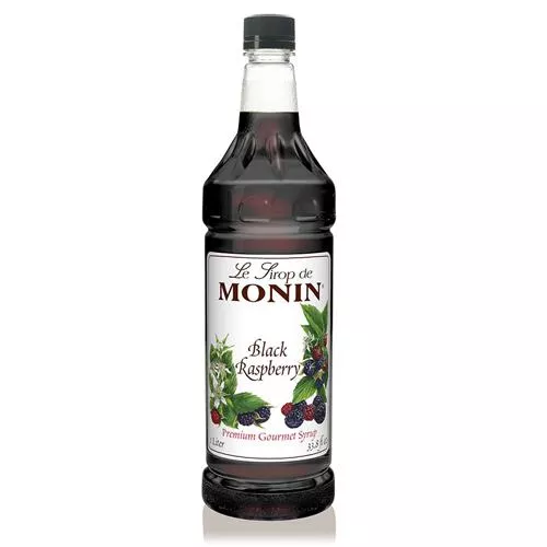 Monin Black Raspberry Syrup Bottle - 1 Liter