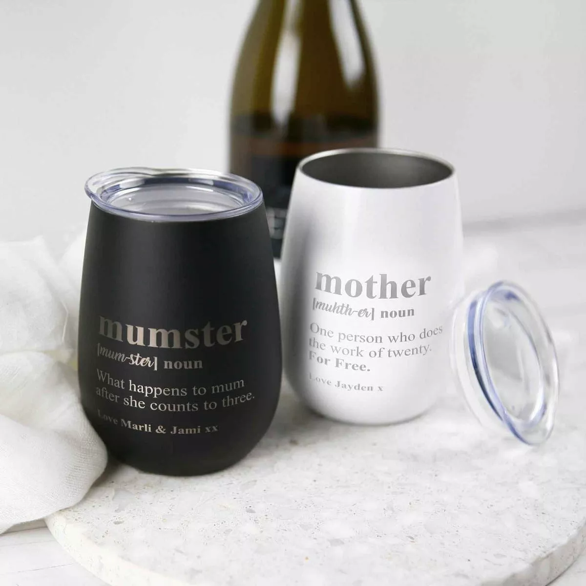 Mother's Day Engraved Wine Sipper with Lid