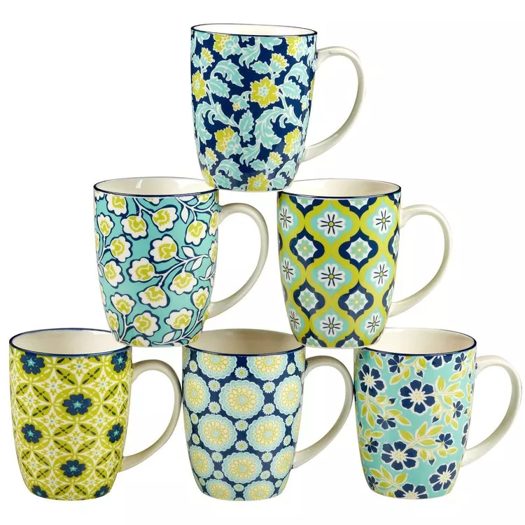 Mug Set Tapestry 6 Piece 14 Ounce Multicolored