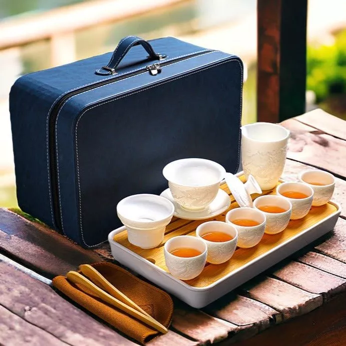 Mystic Dragon- Premium White Jade Travel set