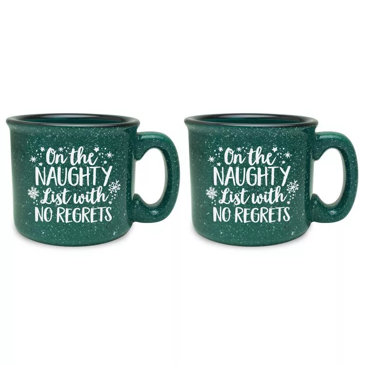 Naughty List with No Regrets Green Mug Set