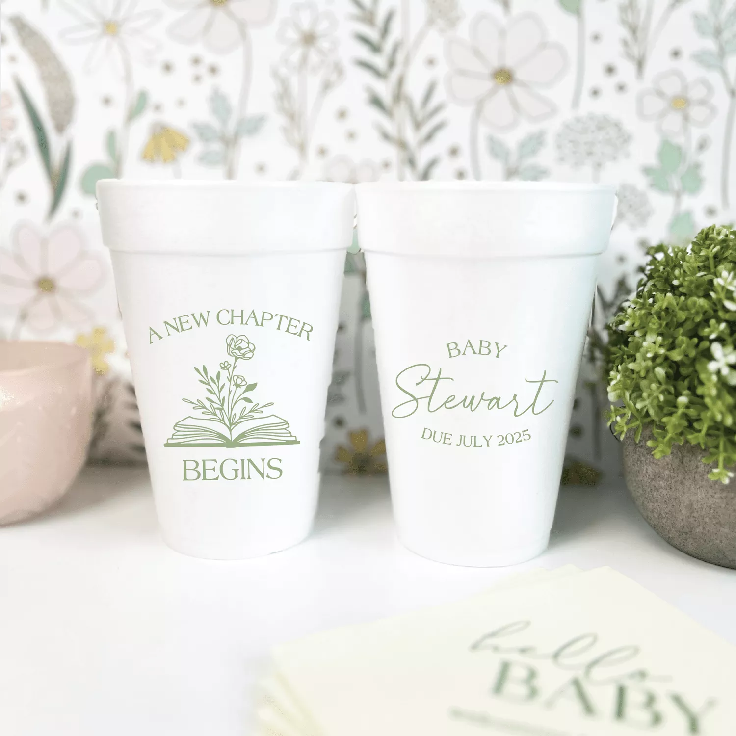 A New Chapter Begins Baby Shower Foam Cups