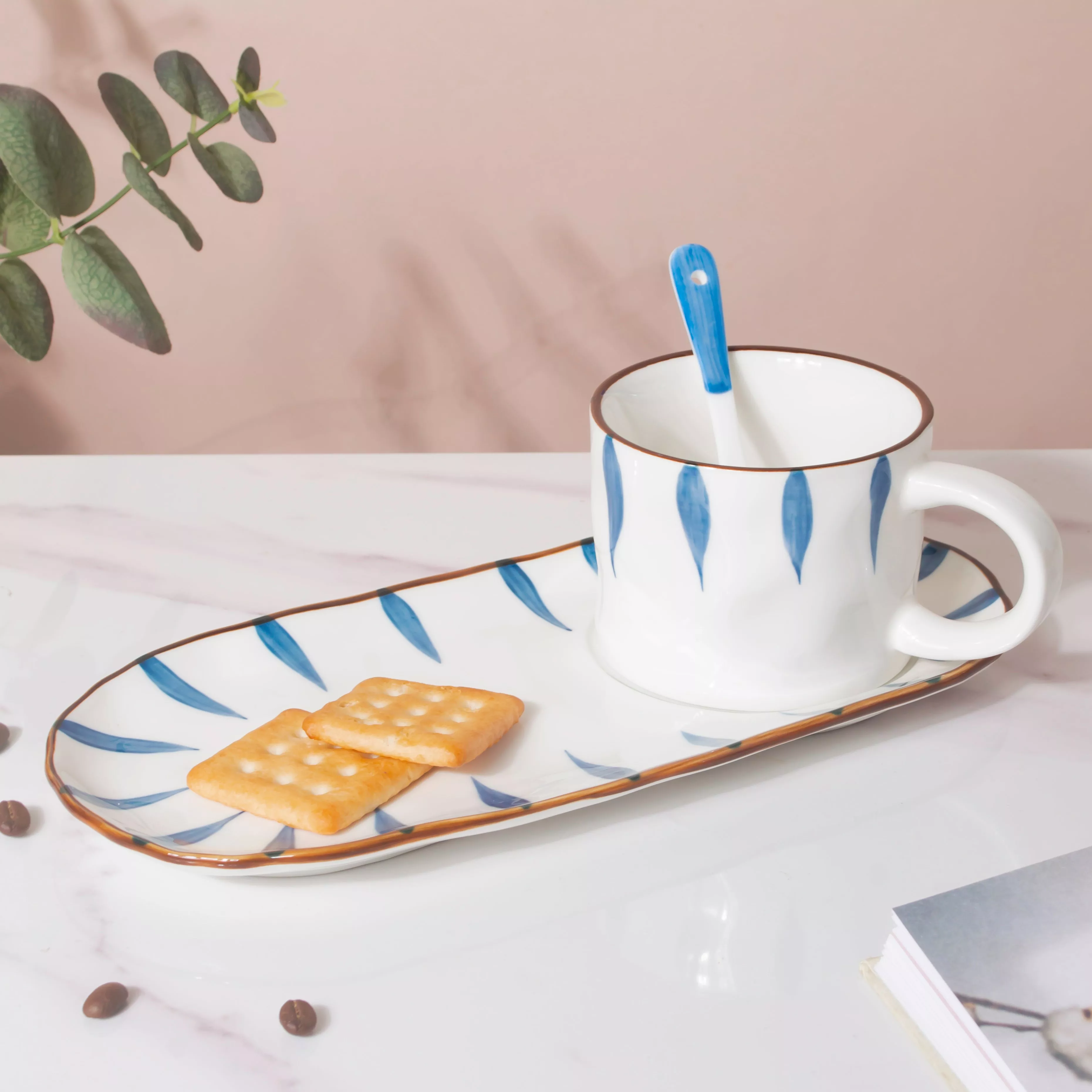 Nitori Teardrop Cup And Tray Set With Spoon