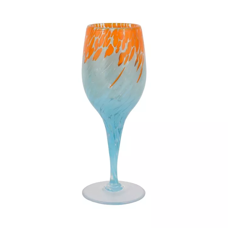 Nuvola Orange and Light Blue Wine Glass