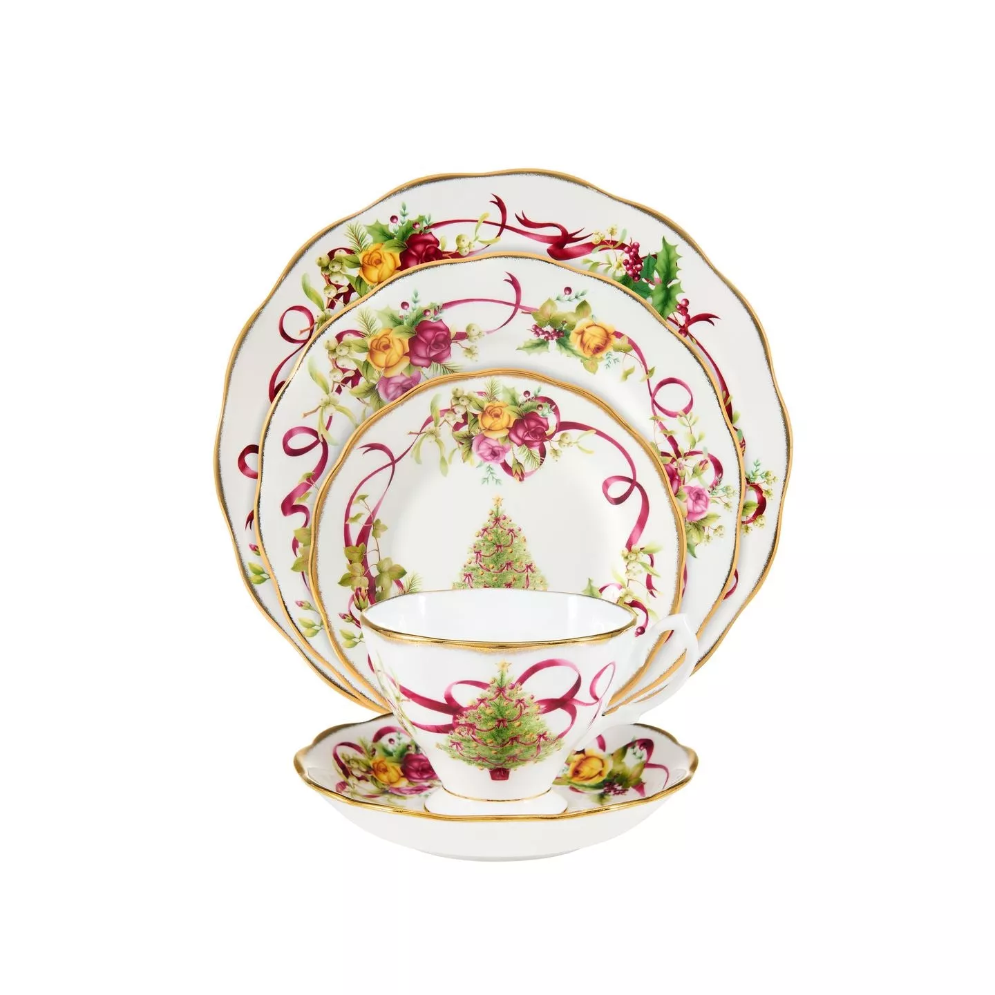 Old Country Roses Christmas Tree 5 Piece Set