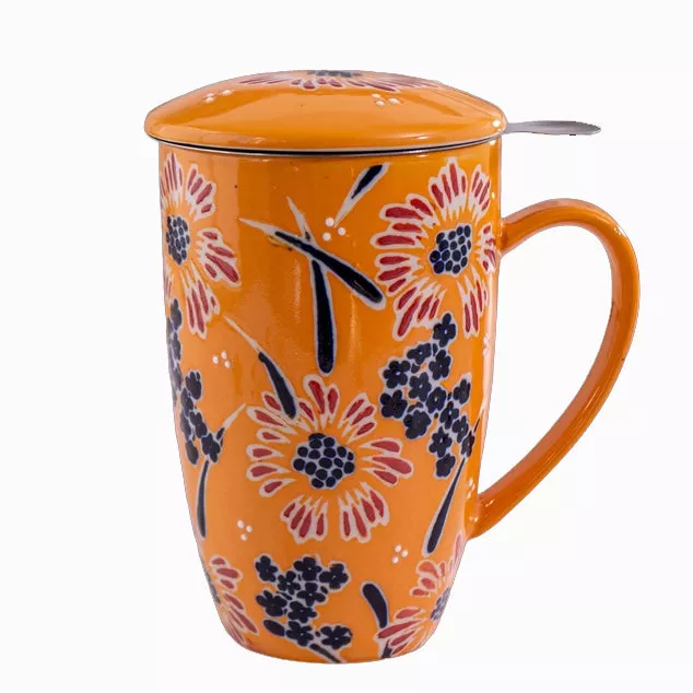 Orange Flower Splash Infuser Mug