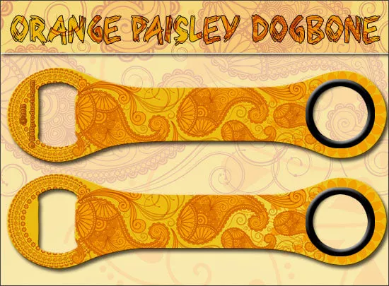 Orange Paisley Dog Bone Opener