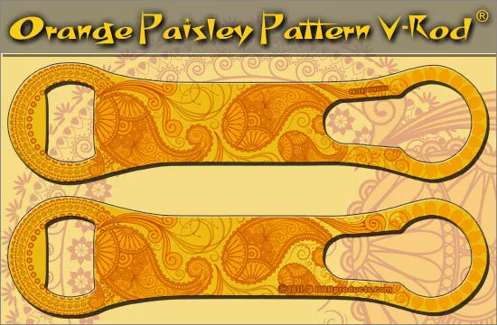 Orange Paisley V-Rod Bottle Opener