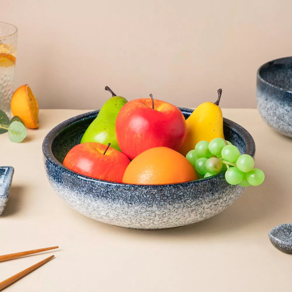 Pebble Glazed Serving Bowl Blue Grey 9 inch 1700 ml